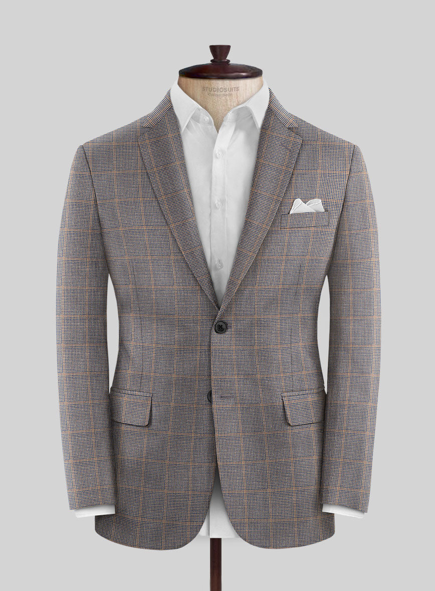 Italian Murano Satie Houndstooth Wool Linen Silk Jacket - StudioSuits