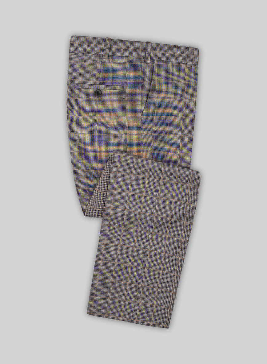 Italian Murano Satie Houndstooth Wool Linen Silk Pants - StudioSuits