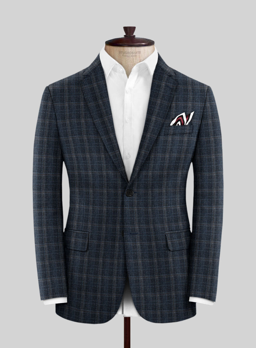 Italian Murano Sovil Blue Wool Linen Silk Jacket - StudioSuits