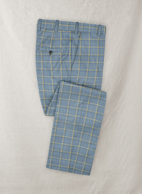 Italian Murano Suzeto Light Blue Wool Linen Pants - StudioSuits