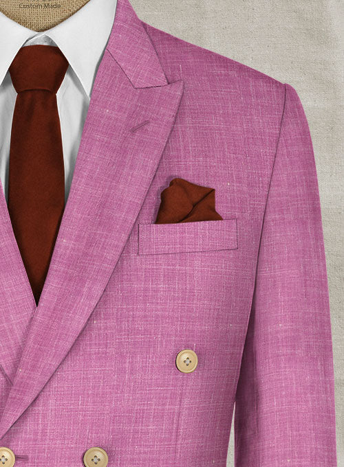 Italian Murano Taffy Pink Wool Linen Jacket - StudioSuits