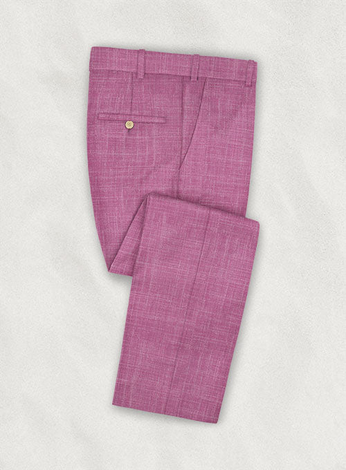 Italian Murano Taffy Pink Wool Linen Pants - StudioSuits