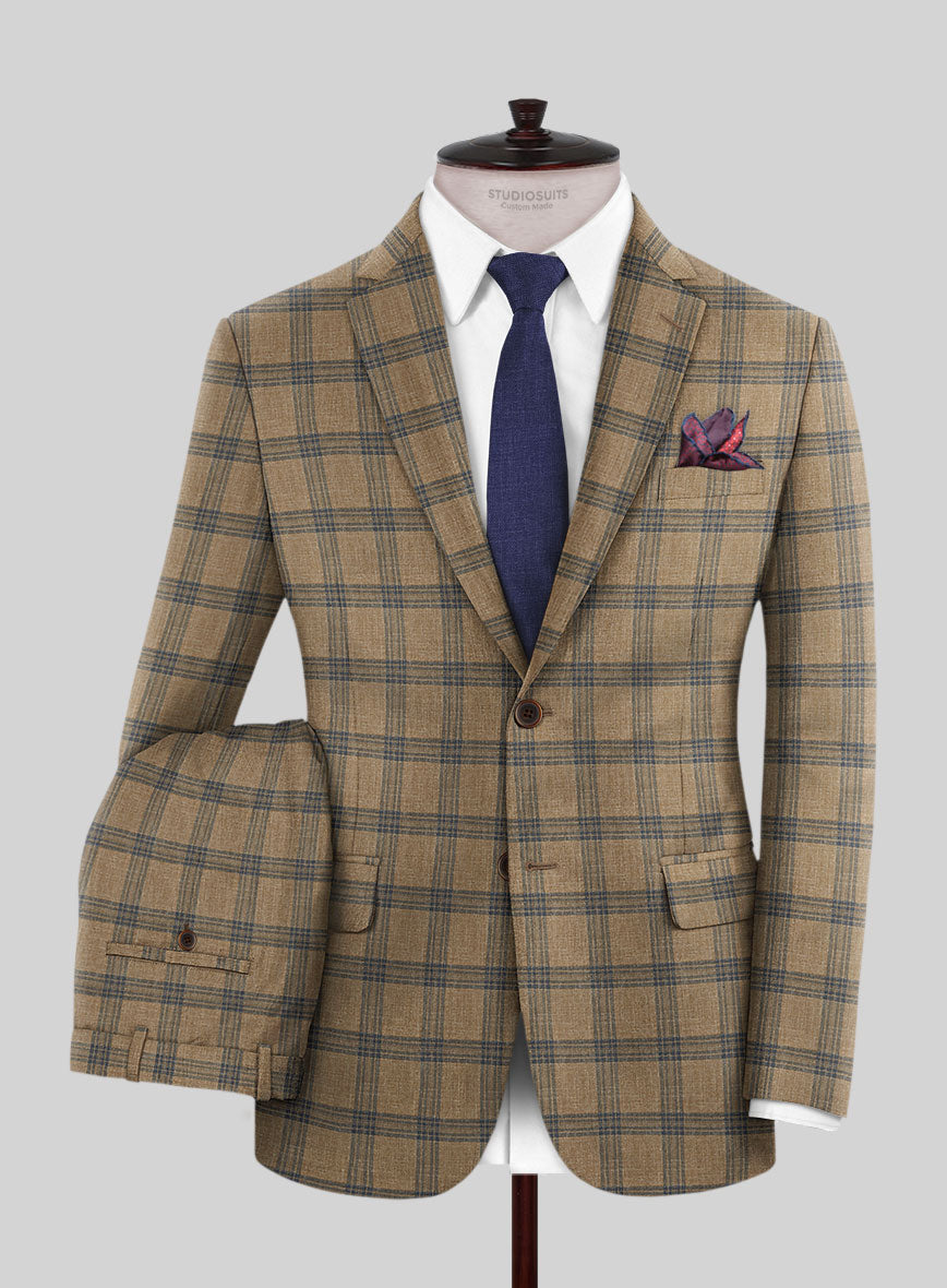 Italian Murano Vaier Brown Wool Linen Silk Suit - StudioSuits