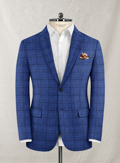 Italian Murano Valente Blue Wool Linen Jacket - StudioSuits