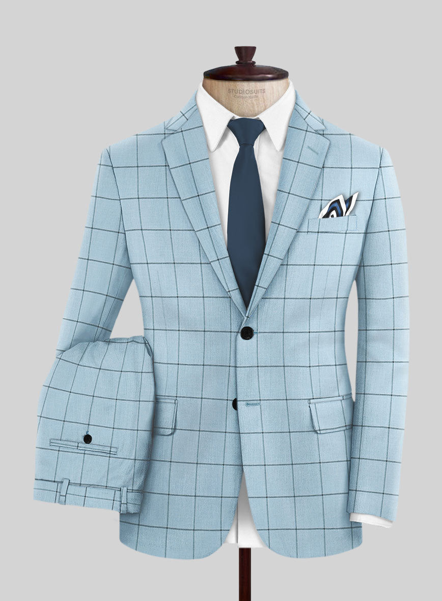 Italian Murano Vanzo Blue Wool Linen Silk Suit - StudioSuits