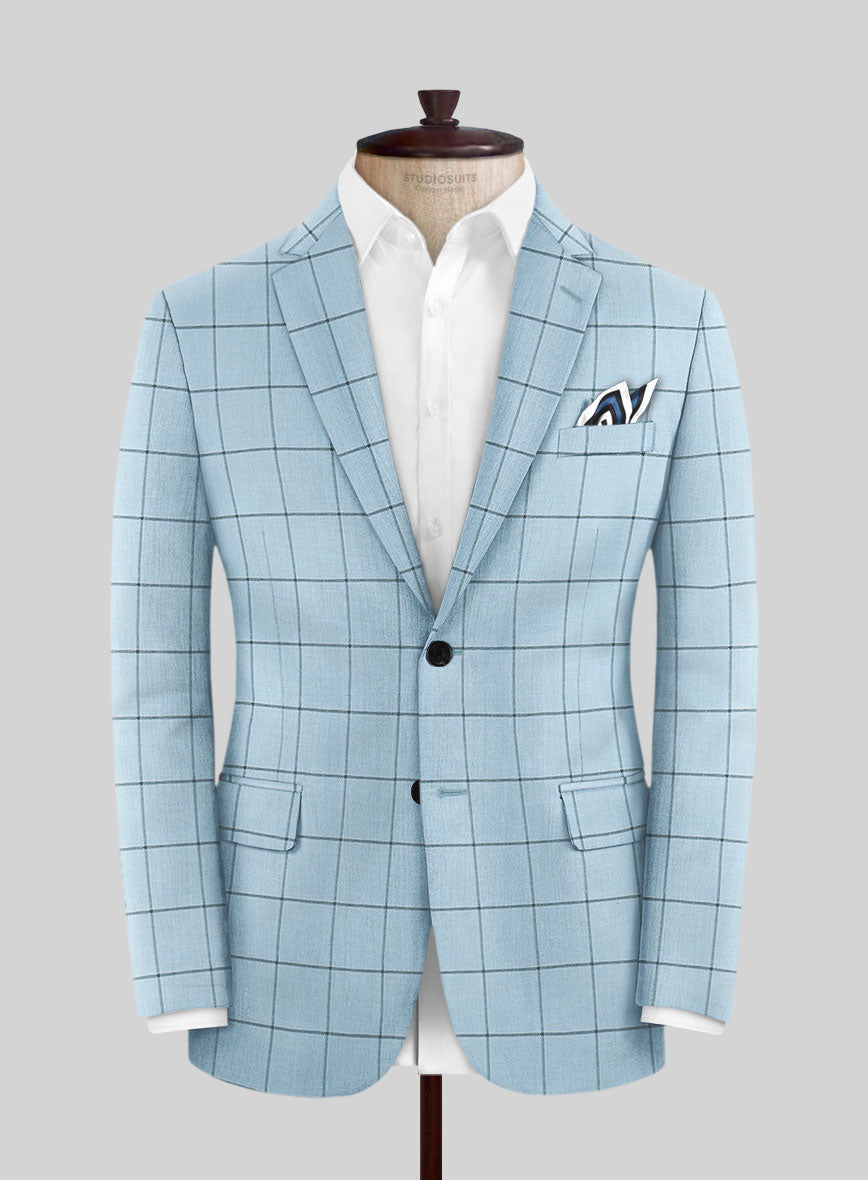 Italian Murano Vanzo Blue Wool Linen Silk Suit - StudioSuits