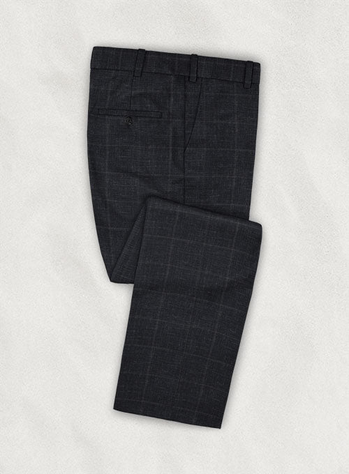 Italian Murano Vature Dark Gray Wool Linen Pants - StudioSuits