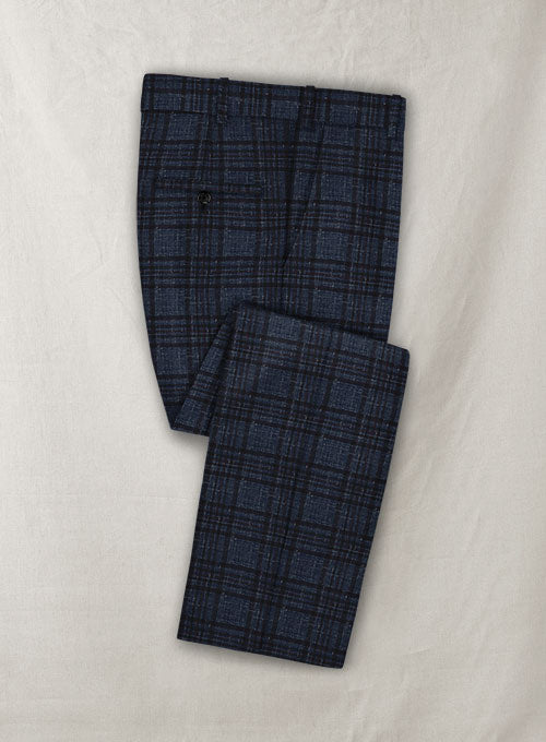 Italian Murano Jandro Blue Wool Linen Pants - StudioSuits