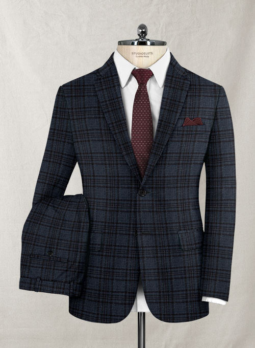 Italian Murano Jandro Blue Wool Linen Suit - StudioSuits