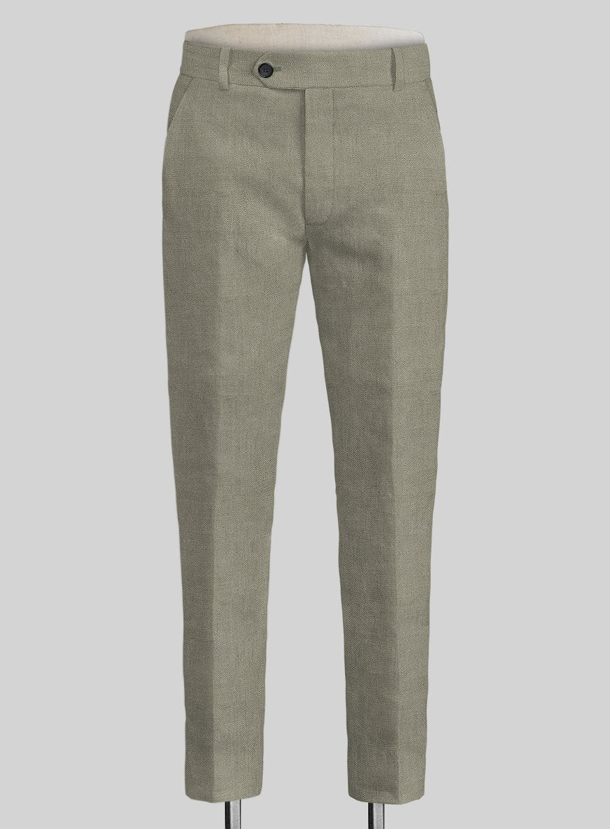 Italian Muted Green Linen Pants - StudioSuits