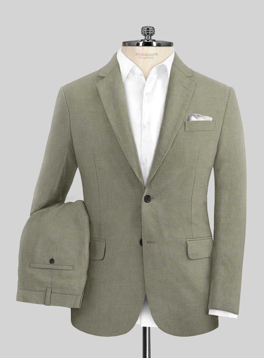 Italian Muted Green Linen Suit - StudioSuits