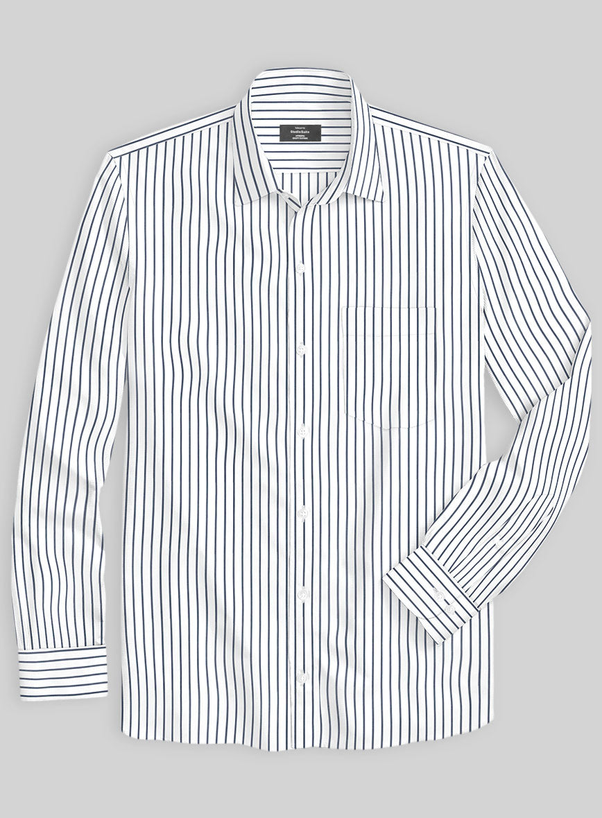 Italian Navy Wide Stripe Shirt - StudioSuits