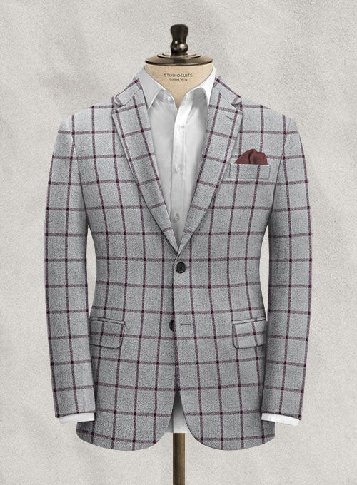 Italian Oduri Gray Checks Tweed Jacket - StudioSuits