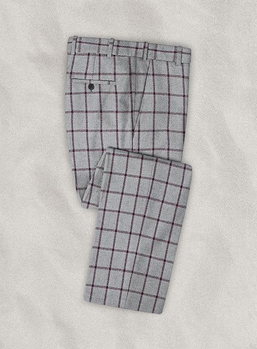Italian Oduri Gray Checks Tweed Pants - StudioSuits