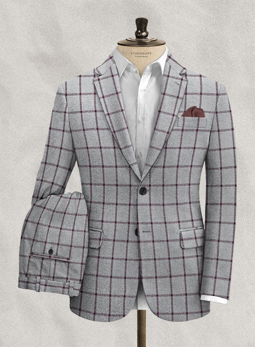 Italian Oduri Gray Checks Tweed Suit - StudioSuits