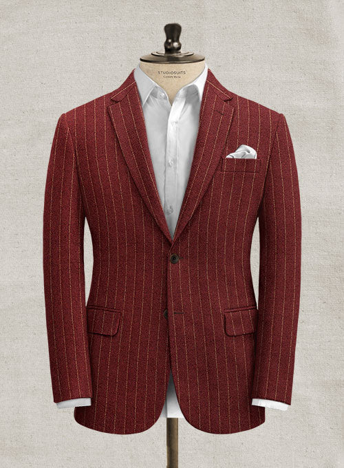 Italian Ojosa Red Stripe Tweed Jacket - StudioSuits