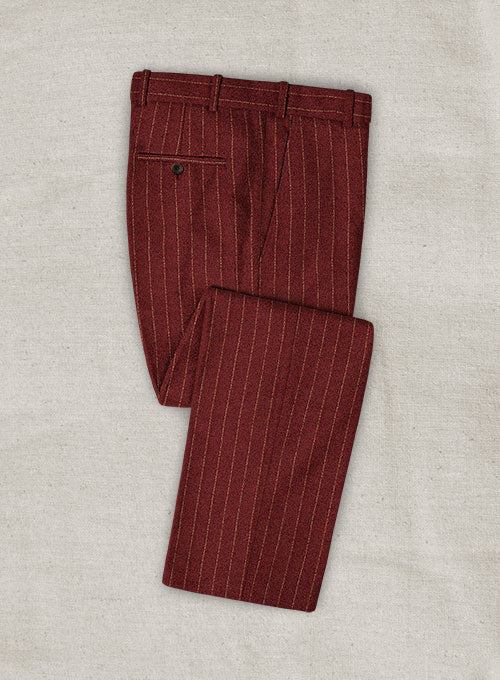 Italian Ojosa Red Stripe Tweed Pants - StudioSuits