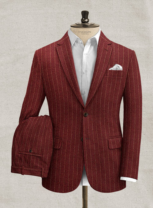 Italian Ojosa Red Stripe Tweed Suit - StudioSuits