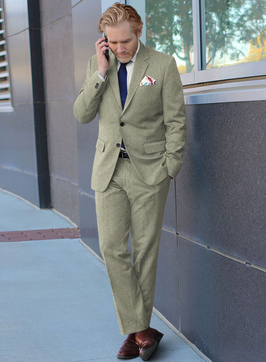 Italian Orfini Summer Green Wool Suit - StudioSuits