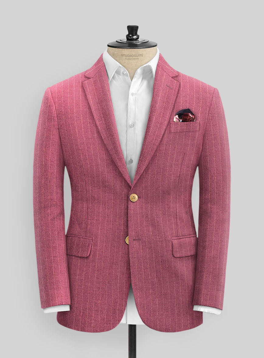 Italian Pink Stripe Clano Tweed Jacket - StudioSuits