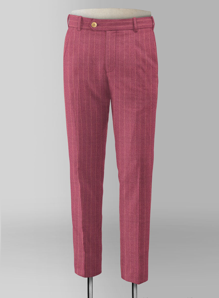 Italian Pink Stripe Clano Tweed Pants - StudioSuits