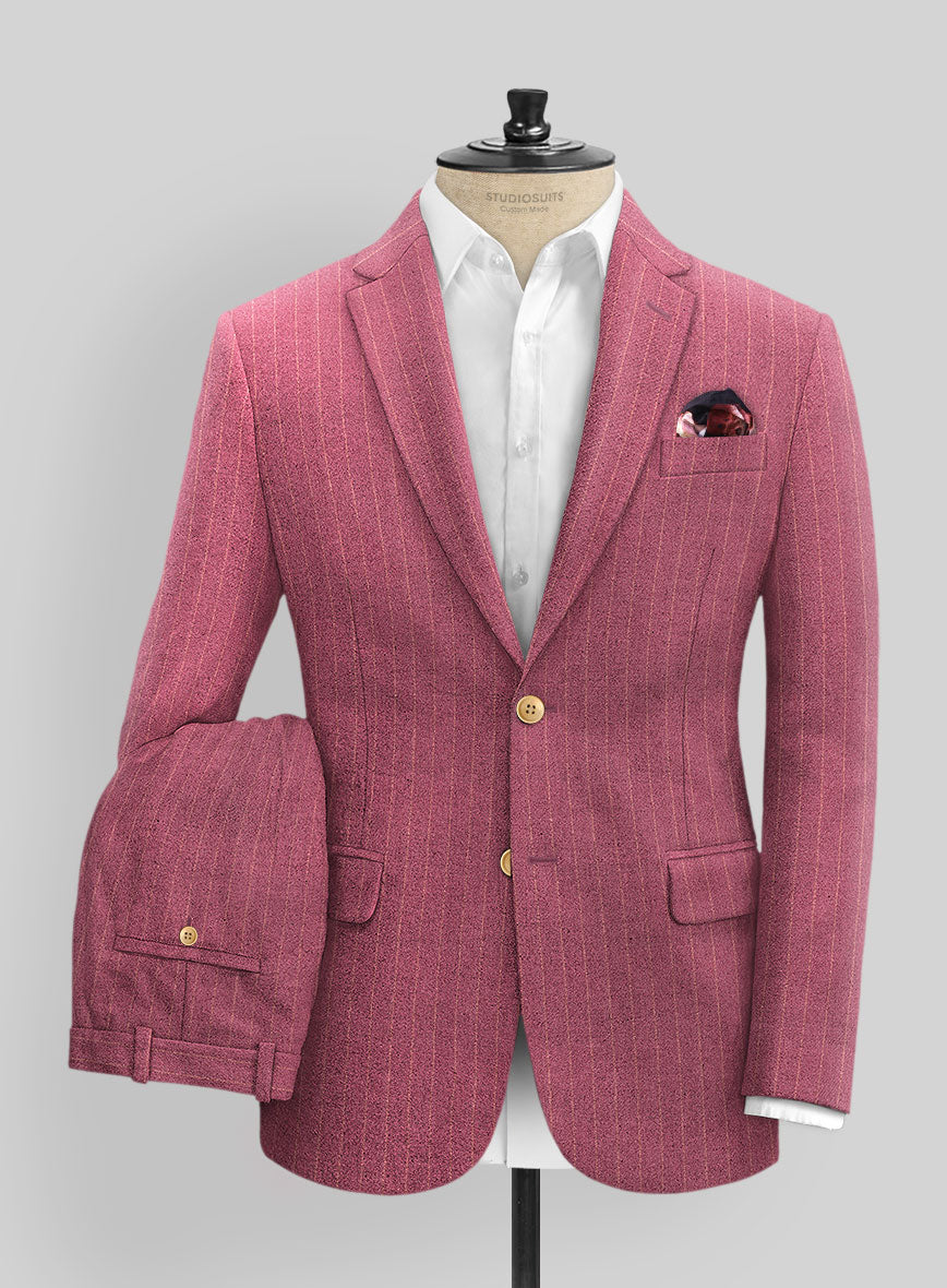 Italian Pink Stripe Clano Tweed Suit - StudioSuits