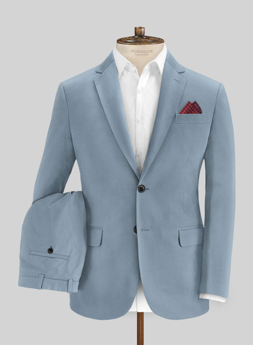 Italian Powder Blue Cotton Stretch Suit - StudioSuits
