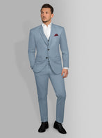 Italian Powder Blue Cotton Stretch Suit - StudioSuits