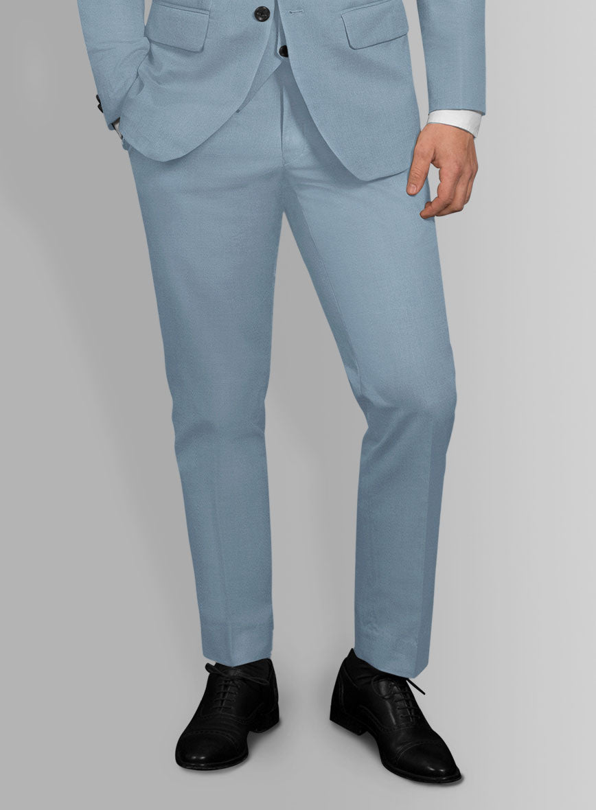 Men's Italian Powder Blue Cotton Stretch Suit by StudioSuits