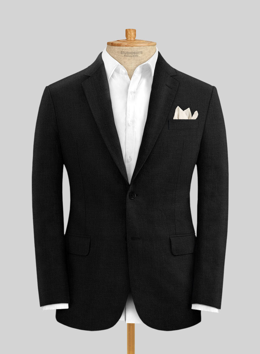 Italian Prato Black Linen Jacket - StudioSuits