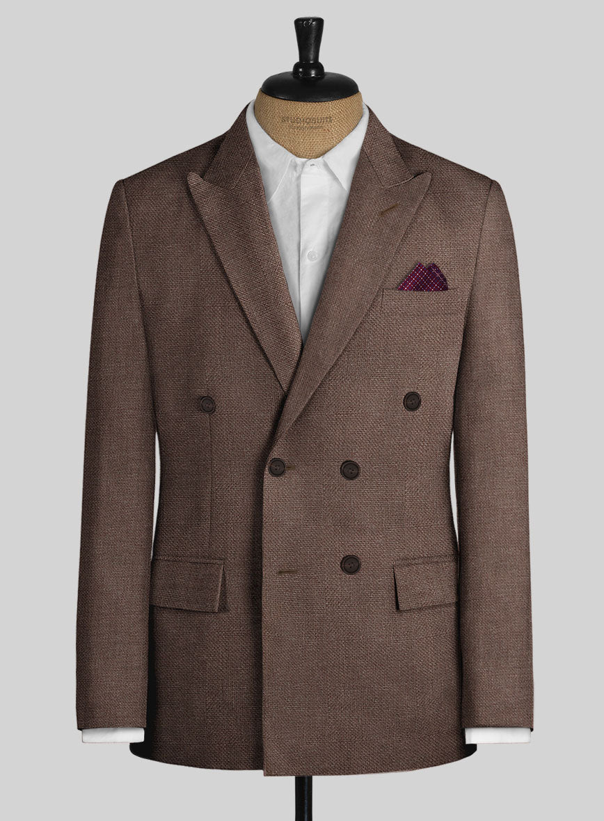 Italian Prato Brown Dobby Linen Jacket - StudioSuits