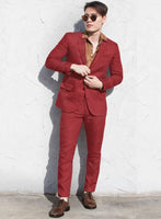 Italian Prato Burgundy Linen Suit - StudioSuits