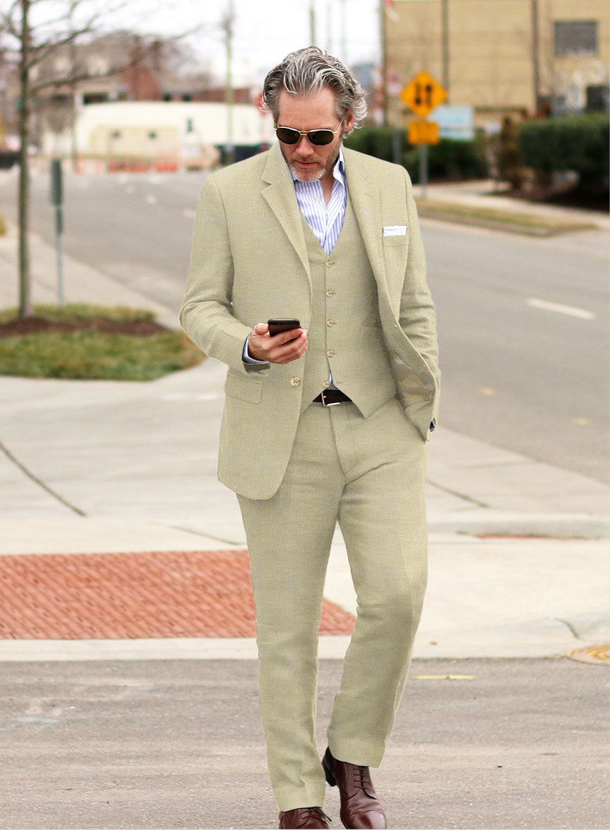 Italian Prato Khaki Linen Suit - StudioSuits