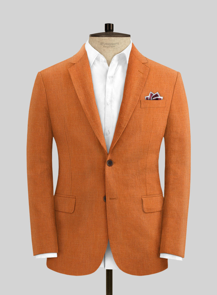 Italian Prato Orange Linen Jacket - StudioSuits