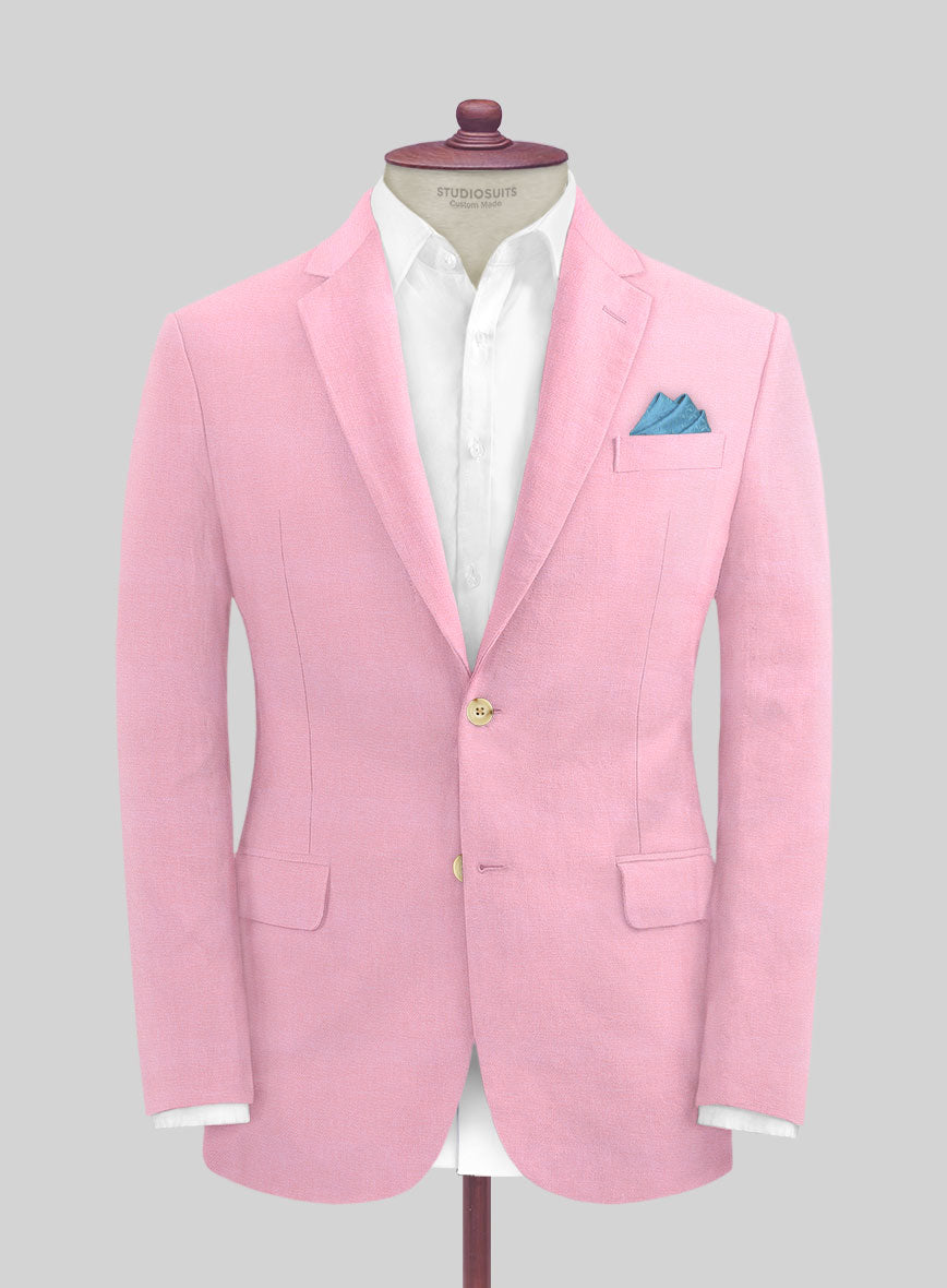 Italian Prato Pink Linen Jacket - StudioSuits