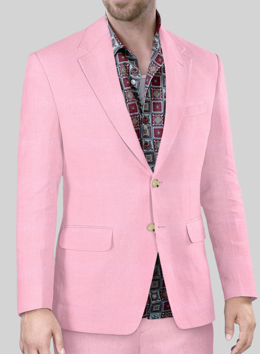 Italian Prato Pink Linen Jacket - StudioSuits