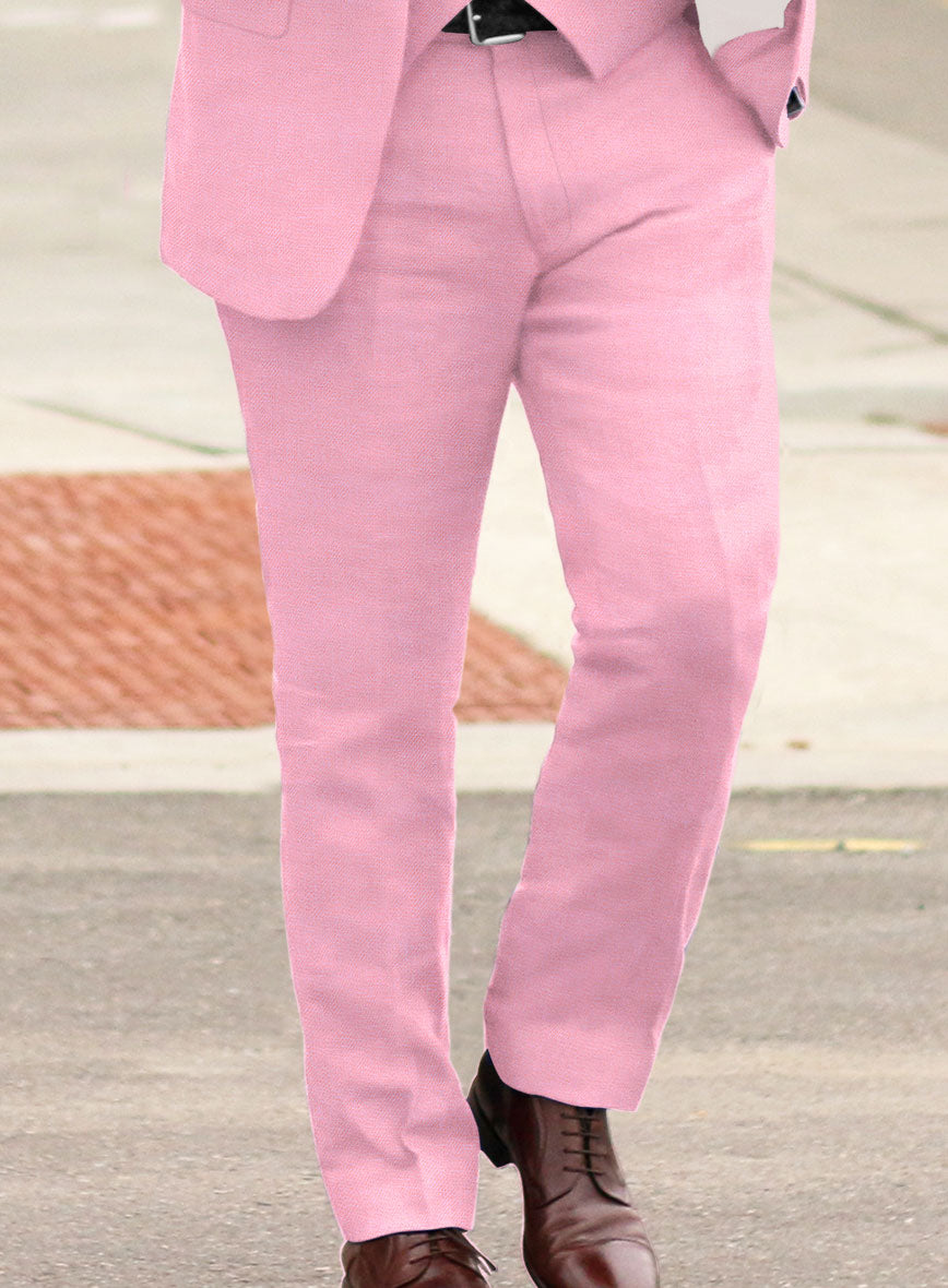 Italian Prato Pink Linen Pants - StudioSuits