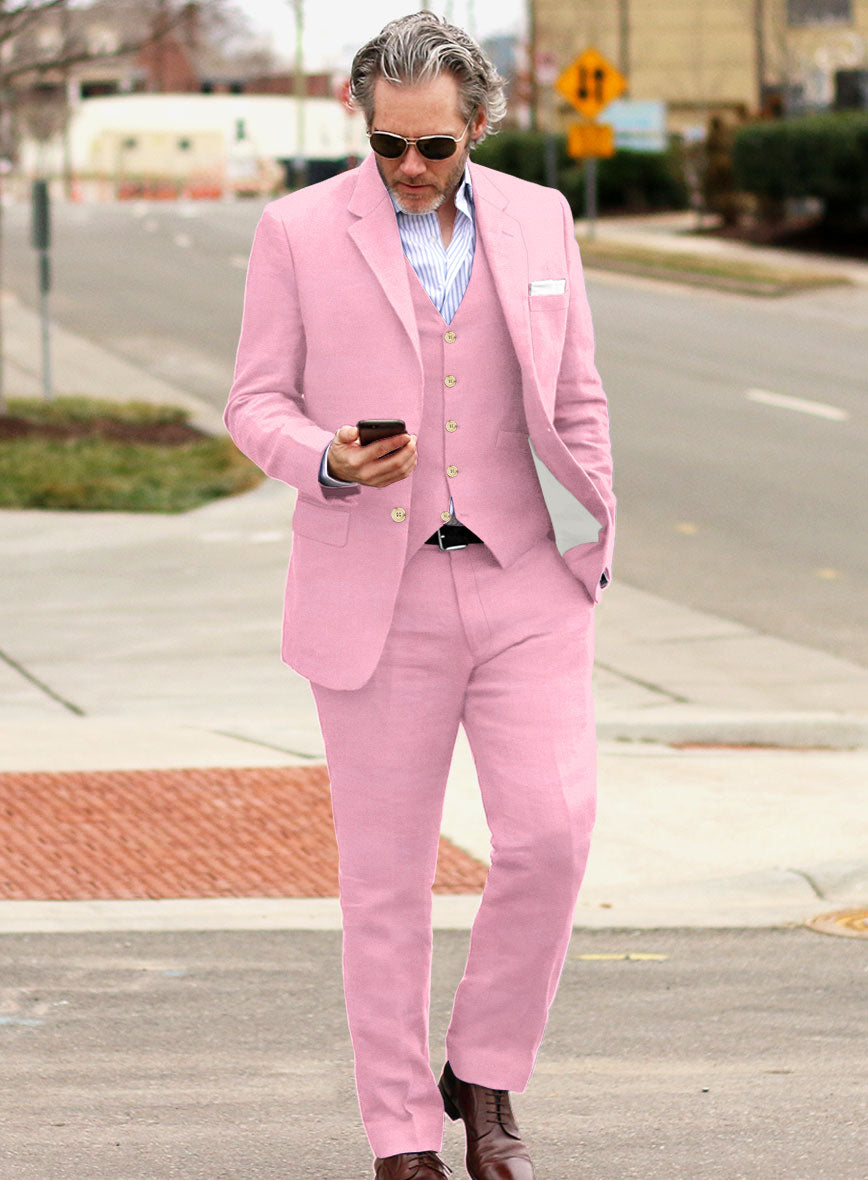 Italian Prato Pink Linen Suit - StudioSuits