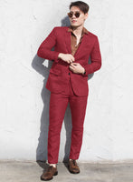 Italian Prato Red Dobby Linen Suit - StudioSuits