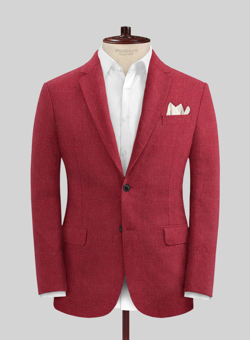 Italian Prato Red Dobby Linen Suit – StudioSuits