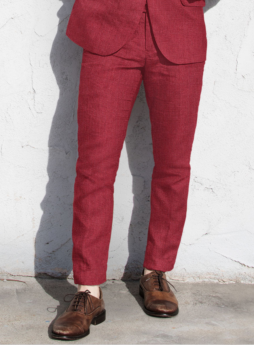 Italian Prato Red Dobby Linen Suit - StudioSuits