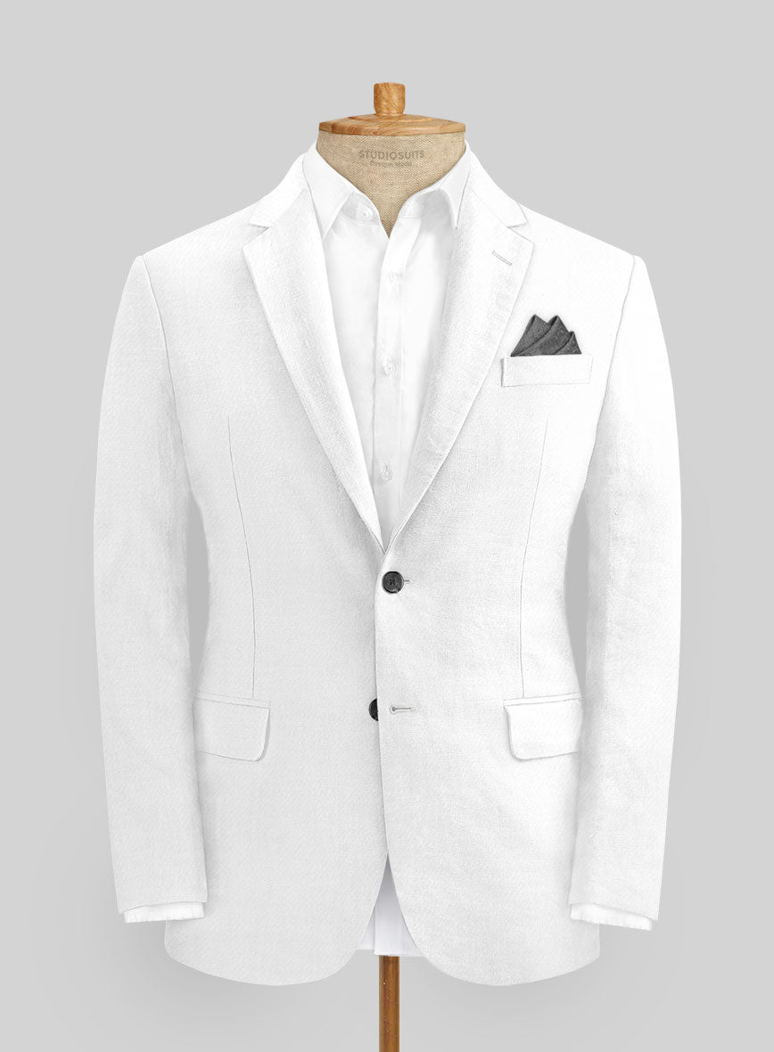 Italian Prato White Linen Jacket - StudioSuits