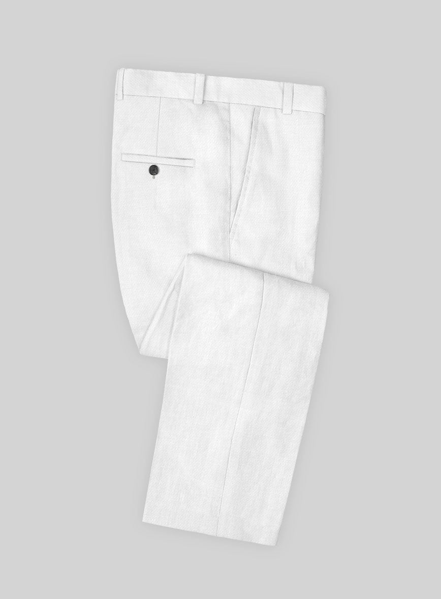 Italian Prato White Linen Pants - StudioSuits
