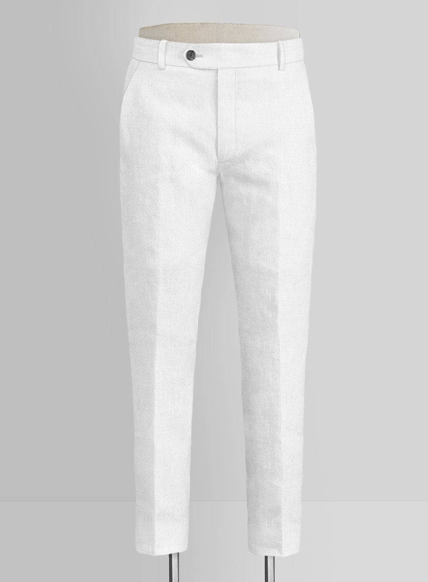 Italian Prato White Linen Pants - StudioSuits