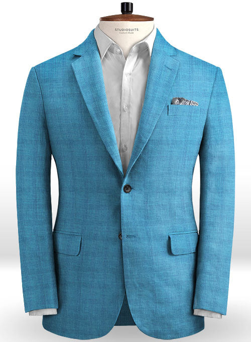 Italian Prince Blue Linen Jacket - StudioSuits