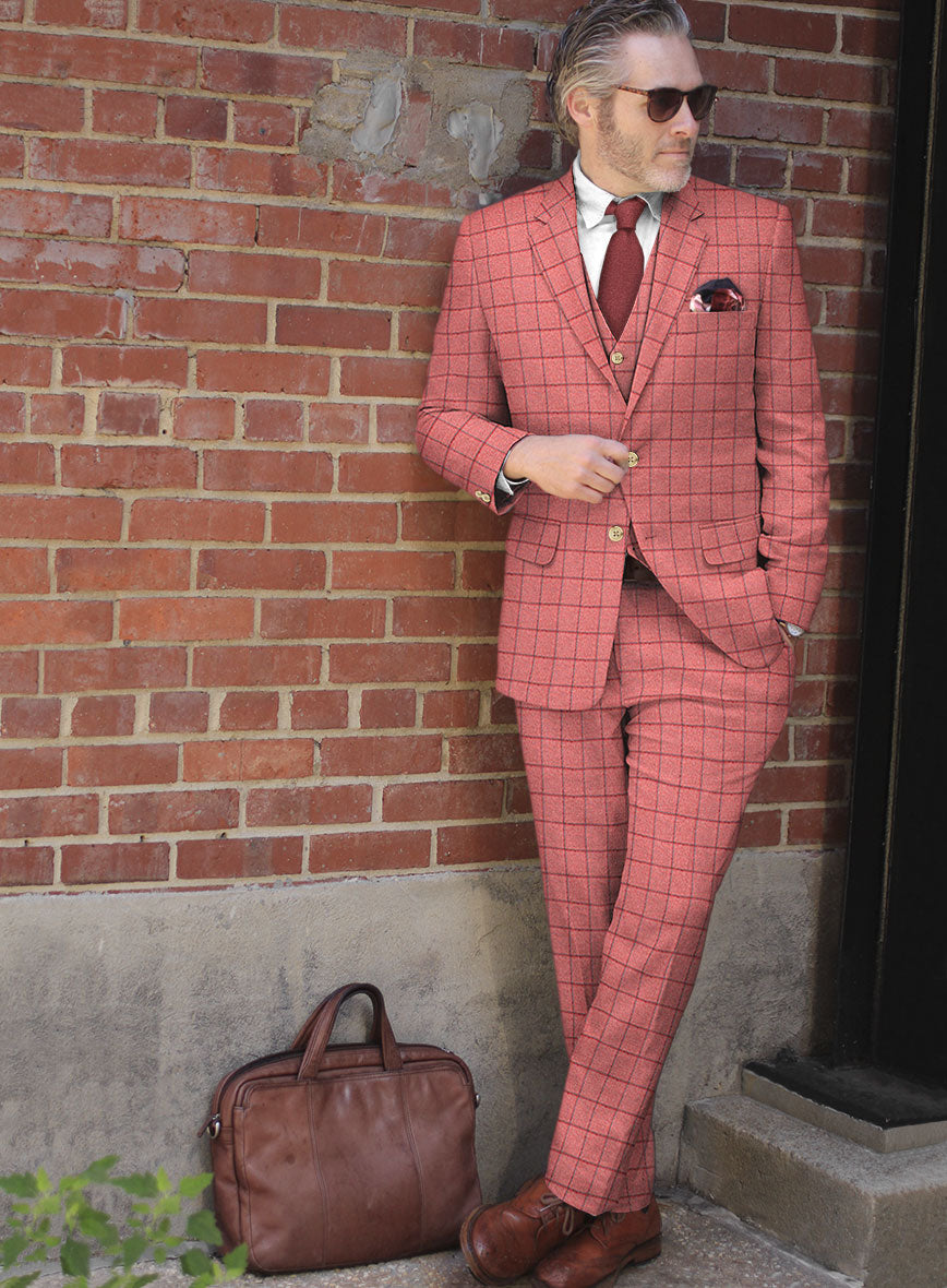 Italian Ramudo Pink Checks Tweed Suit - StudioSuits