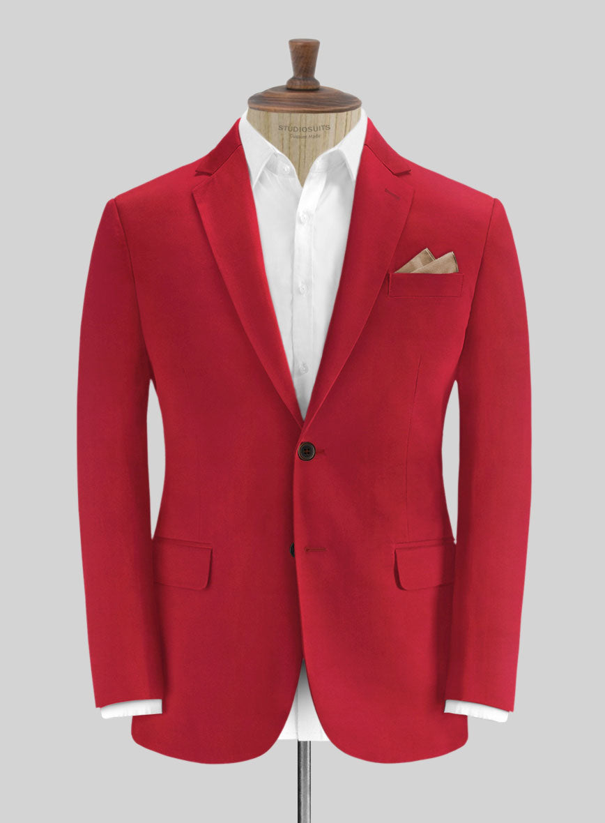 Italian Red Cotton Jacket - StudioSuits