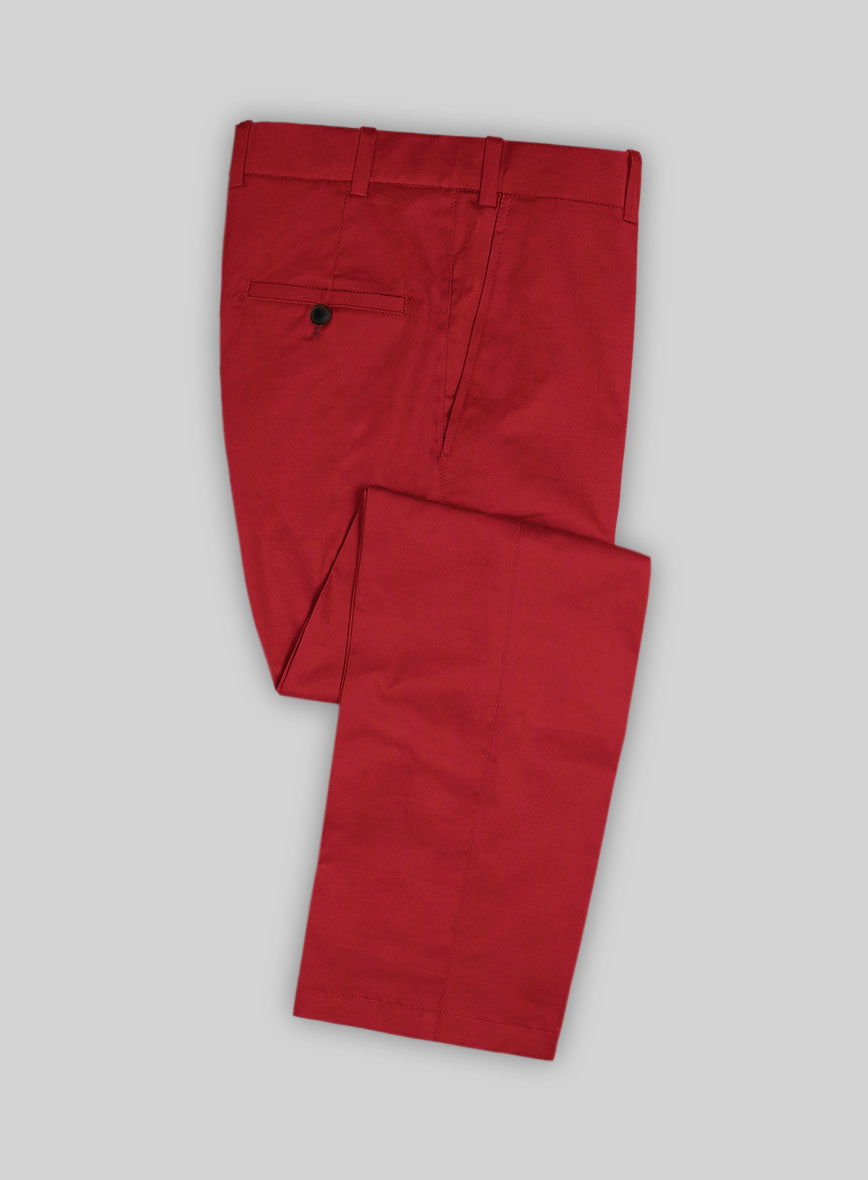 Italian Red Cotton Pants - StudioSuits