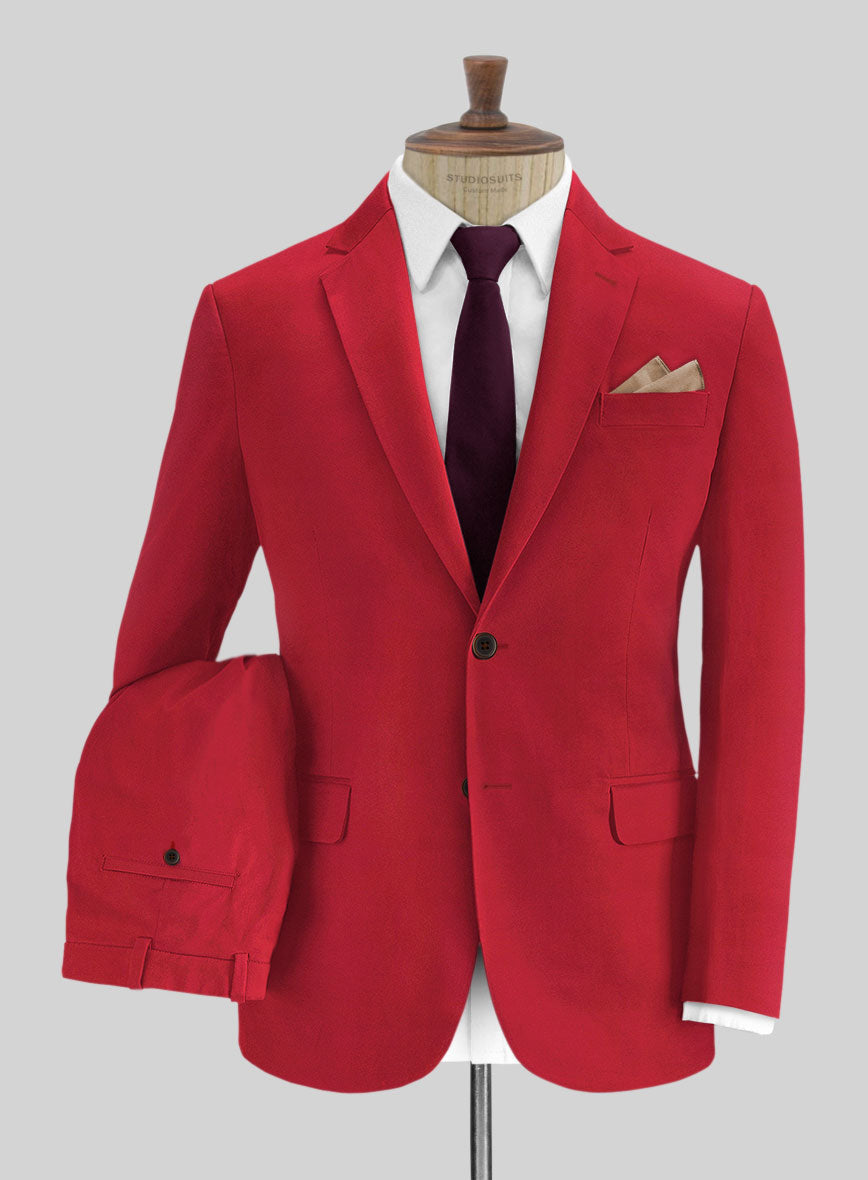 Italian Red Cotton Suit - StudioSuits