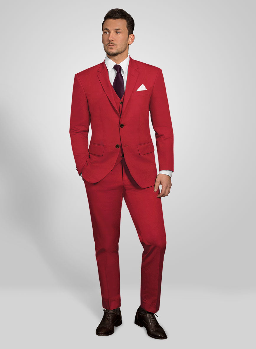 Italian Red Cotton Suit - StudioSuits